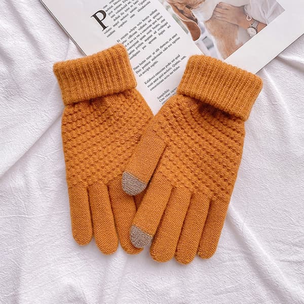 Varma Vinterhandskar Mode Halkfria Varma Vinter Konstgjorda Stickade Handskar Vantar