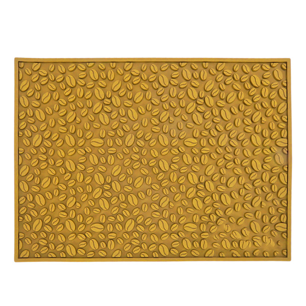 Halkskyddad koppmatta kaffeböna design skrivbord bar disk PVC-dyna för vattenavrinning filtrering gul