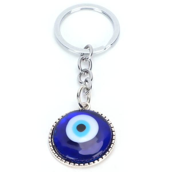 2 st onda öga nyckelring hållbar legering färgad glasyr amulett för lycka skydd