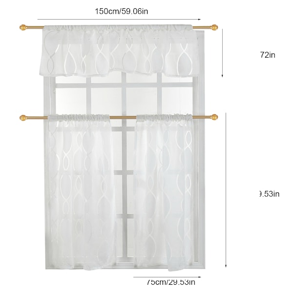 3 st/set Dubbel Färg Polyester Fönstergardin Nyans Blackout Sovrum Vardagsrum (Vit)