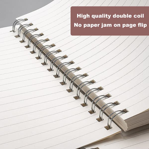 Rutepapirnotatbok med spiralbinding, solid dobbeltrådsbinding, ingen skygger, multifunksjonell journal med 180° flat design, premium tykt papir