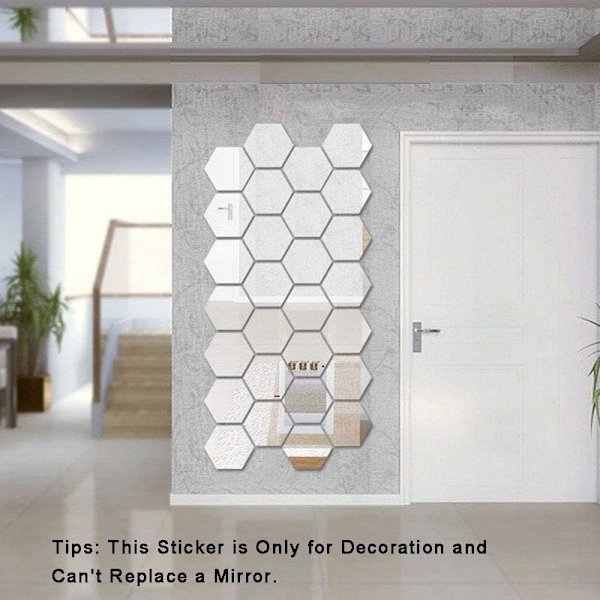 12 st spegelakryl väggklistermärken avtagbara speglar väggdekal geometrisk hexagon dekal väggklistermärke för hem sovrum vardagsrumsdekor