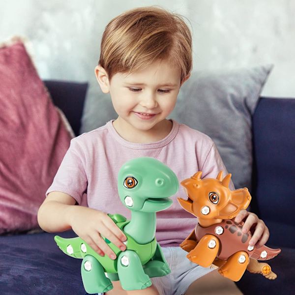Ta isär dinosaurie leksaker för barn 3-5 5-7, lek kit STEM lärande konstruktion bygg barn leksaker med elektrisk borr（4 i 1）