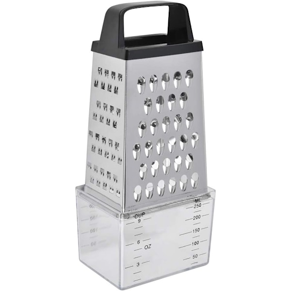 Mångsidigt Rivjärn i Rostfritt Stål, Ergonomiskt Halkfritt Handtag, Inkluderar Mätbehållare, Multifunktionellt För Ost, Grönsaker, Frukt Och Mer,