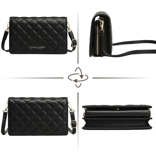 Dammobiltelefon axelväska - Quiltade väskor Handväska Vegan läder Crossbody väska Axelväska Liten kvällväska Pass mobiltelefon väska med