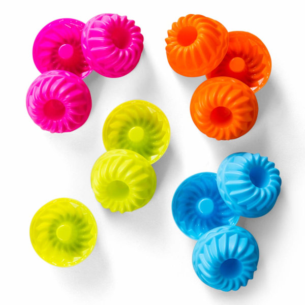 12 x Gugelhupf-form i silikon, miniformer för gugelhupf, bakform, återanvändbara muffinsformar, cupcakeformar för kakor, chokladpudding (4 färger)