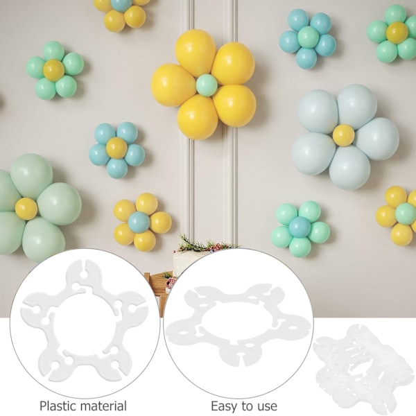 50 st ballongklämmor, ballongblomformade klämmor, ballongbågsklämmanslutningsdon, festballongringspänne för ballongbåge, ballongklämmhållare för
