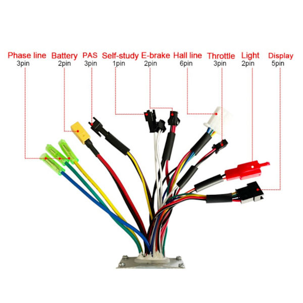 Elcykelmotorstyrenhet Kit LCD-mätare Tumgas PAS-set för borstlös motor 24V 36V 48V