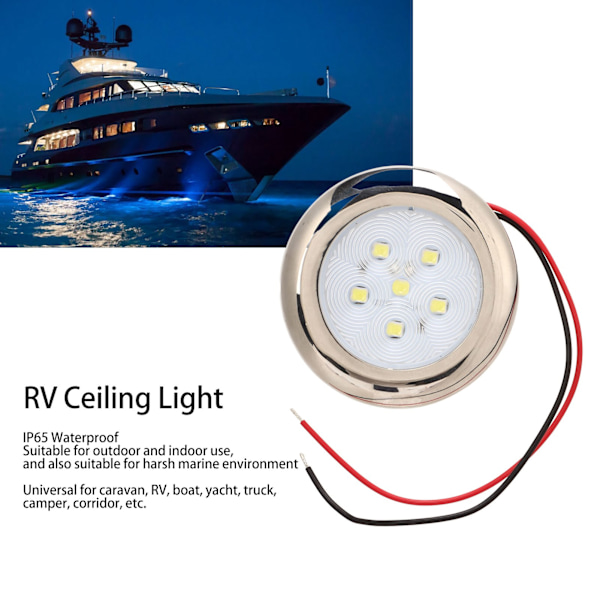 12V RV LED-taklampa kupol IP65 Vattentät vit belysning för båt husbil Van husvagn lastbil