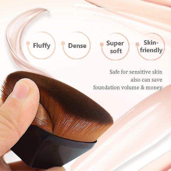 2 st Foundationborste Platta Sminkborstar för Blanding Flawless Flytande