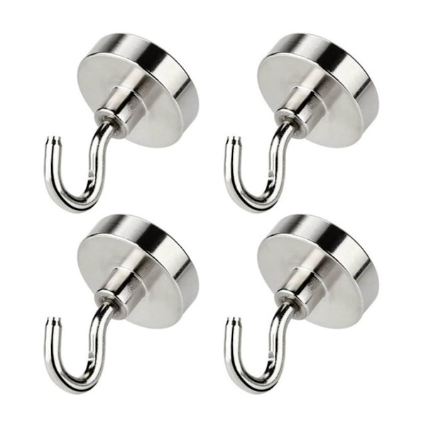 Magnetiska krokar extra starka för grill 1,5 kg neodymium magnethakar rostfritt stål magneter 4 stycken 1 x 3,15 cm