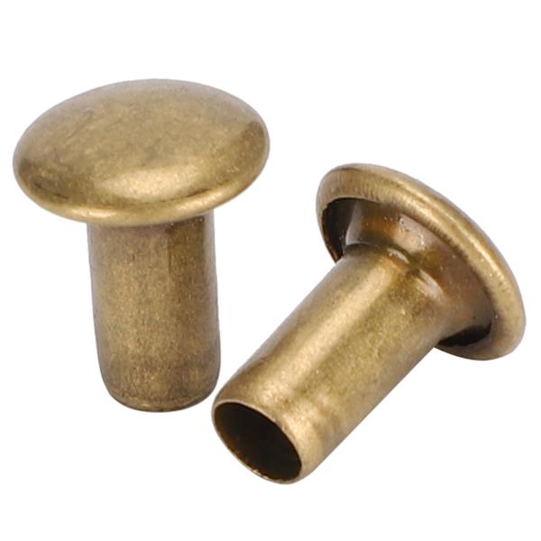 200 st ihåliga nitar platta runda lock för lådor väskor fästelement installationsbeslag 8 x 8 mm brons