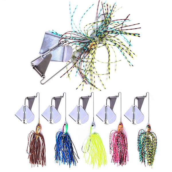 5 st Spinnerbait Fiske Lure Spinner Baits Kits Fiske Hårda Spinnerbeten för Bas Öring Lax
