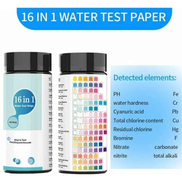 Dricksvattentestkit, 16 i 1 Premium Test Kit för akvarier, pooler, spa, vattenbrunnar