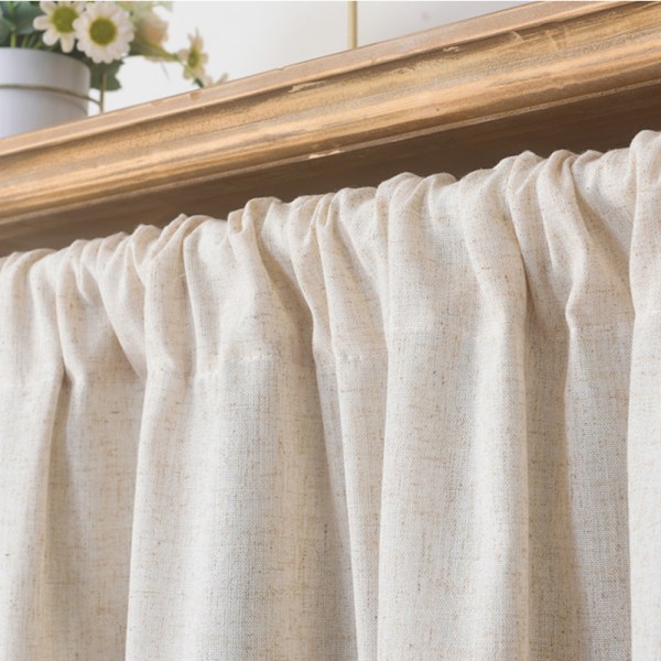 Gardin i lantlig stil, linne-look boho design tofskappa för kök vardagsrum integritetsskydd (Beige, 150x94cm)