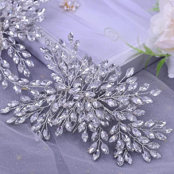 Brudehårkam Bryllup Hodeplagg for Brud Rhinestone W