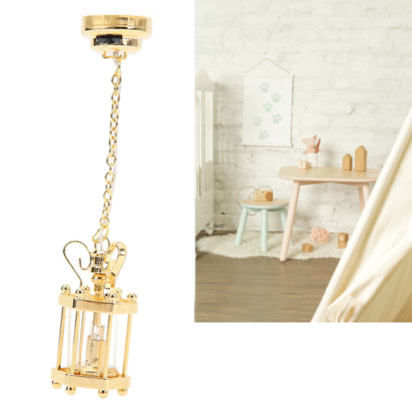 1:12 Dockhus Hängande Lampa Retro Utsökt Simulering Miniatyr Glasskärm Hängande Lampa för Dockhus Tillbehör