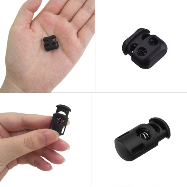 FineGood 20-pack sladdproppar, sladdklämma för rep, fjäderlås för rep, 10 st Sing, 10 st dubbla svarta