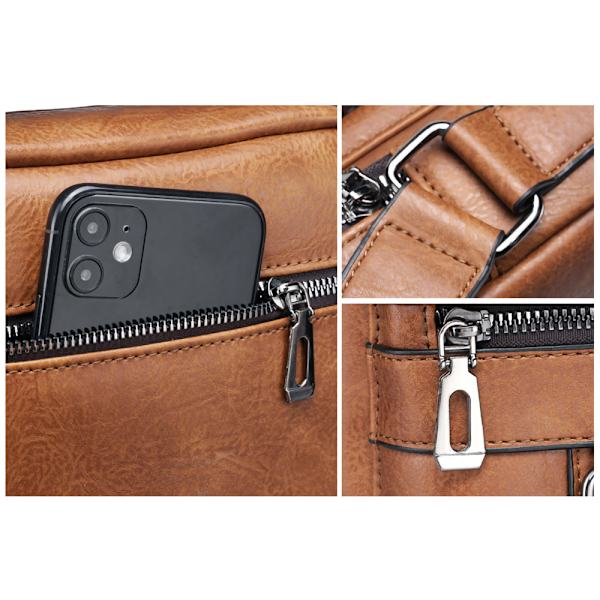 Axelväska PU läder herr axelväska sidväska crossbody vintage axelväska mobiltelefonväska budväska axelväska herr väska, brun