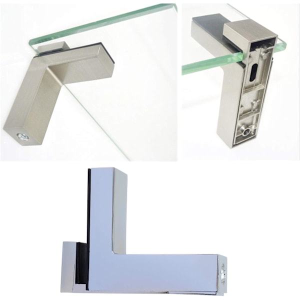 Funktionell Stilren Design Glashylla Fäste Väggmontering, Kraftig Metall Justerbart Glasstöd För 5-30mm Tjock Hylla, 4 ST