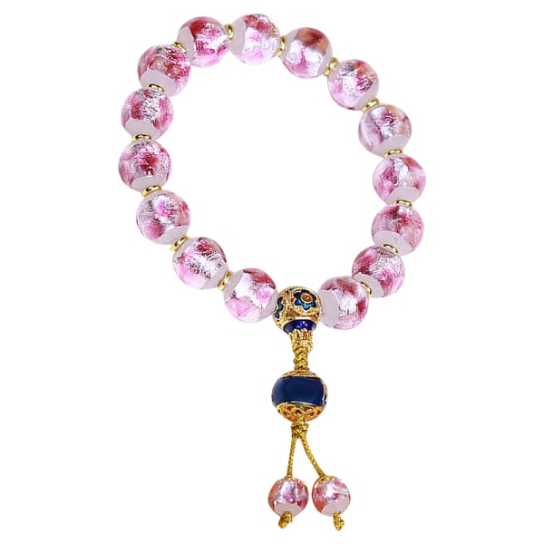Handgjorda Rosa Glass Armband Beads Stretchy Armband för