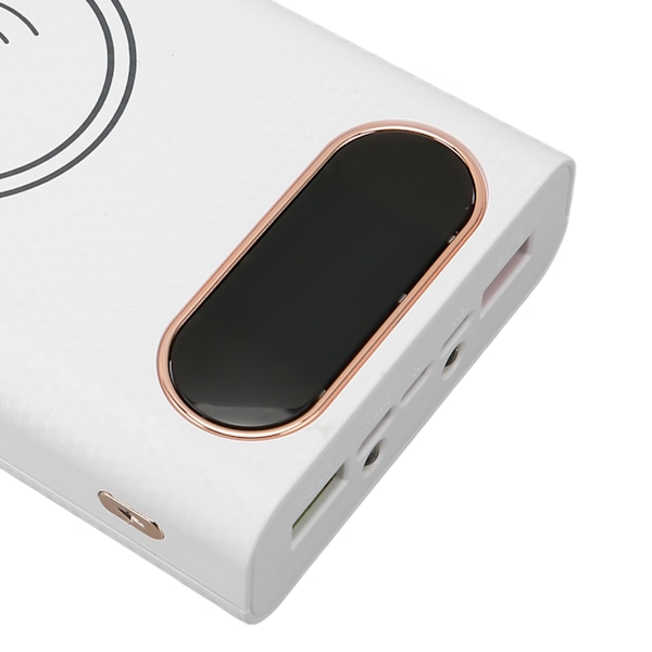 Powerbank-fodral, bärbar laddare för användning på språng, vit, dubbla USB-utgångar, tre ingångsportar, mångsidiga användningsområden, exceptionell kundsupport