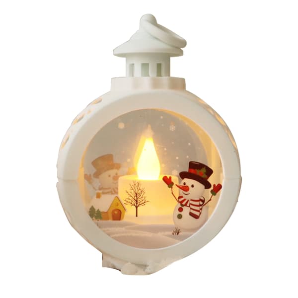 Juletrepynt LED-lys runde julehengelys bærbare white snowman