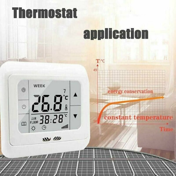 Digital termostat, rums termostat med LCD-display, programmerbar termostat för varm golvvärme, termoregulator temperaturregulator,