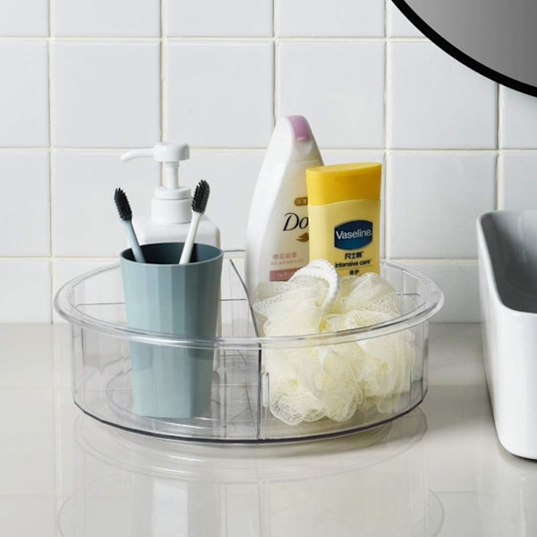 Lazy Susan Organizer med Transparent Design, Multifunktionell Förvaringslösning för Kök och Badrum, Snurrande Organizer som Roterar 360 Grader