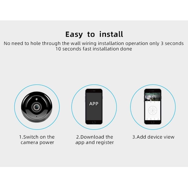 1080P Smart Säkerhetskamera, Stöd för flera enheter, HD-mörkerseende med rörelsedetektering för fjärrövervakning och enkel installation (Wi-Fi
