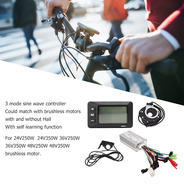 Elcykelmotorstyrenhet Kit LCD-mätare Tumgas PAS-set för borstlös motor 24V 36V 48V