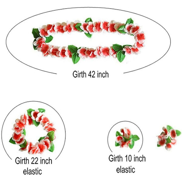 40 förpackningar Hawaiian flower Leis, Tropical Luau Party Supplies of Hula Garland Halsband Armband Pannband Jumbo Simulated Silk Flowers for Hawaii