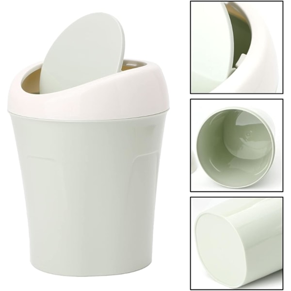 Elegant Mini Papperskorg för Skrivbord, Miljövänlig Plast Svinglock Soptunna för Kontor, Badrum och Sovrum (Färg C)