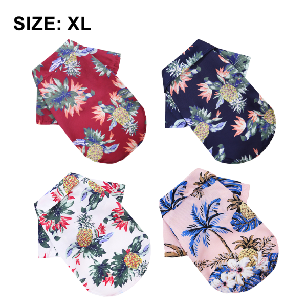 4 delar Pet Summer T-Shirts Hawaii stil blommig hundskjorta