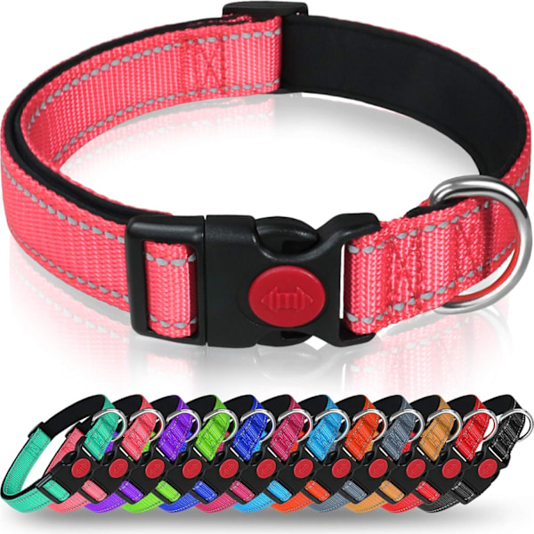 Hög Synlighet Reflexhalsband för Hund, Snabbspänne För Enkel Hantering, Andningsbar Neoprenvaddering, Justerbar Passform För Stora Hundar, Rosa