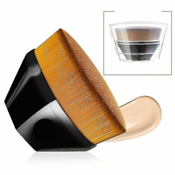 2 st Foundationborste Platta Sminkborstar för Blanding Flawless Flytande