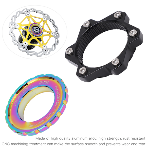 MEIJUN Centerlock till 6 bultars fästadapter låsring aluminiumlegering axelnavadapter för genomgående axelnav Multicolor