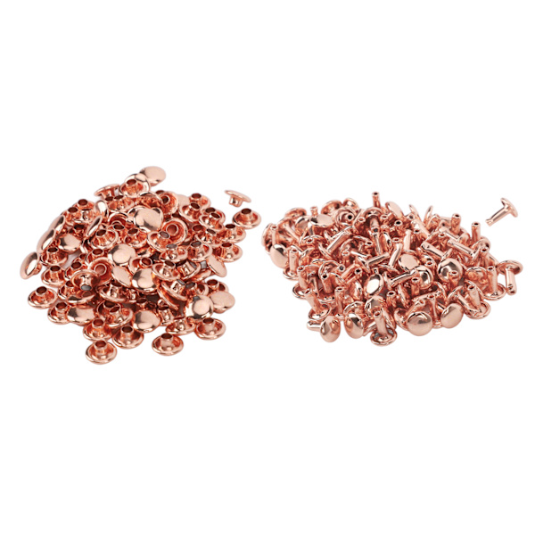 100 set metallnitar rosguld stark glans hög hårdhet metall lädernitar för DIY läderhantverk bälten 7x8mm