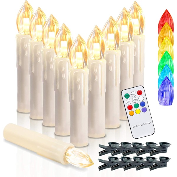 Flamlös RGB LED, med mycket realistiska flimrande lågor, timerfunktion, lämplig för jul, bröllop, middag etc.