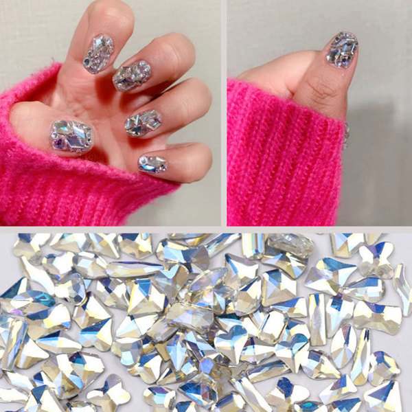 3D Nail Art Aurora Rhinestones Multi Shape Mix Nail Crystal