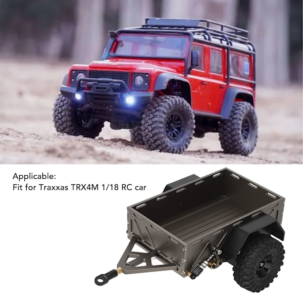 RC-bil släpvagn i aluminiumlegering med halkfria gummidäck, rostskyddad för Traxxas TRX4M 1/18 RC-bil Deep Titanium