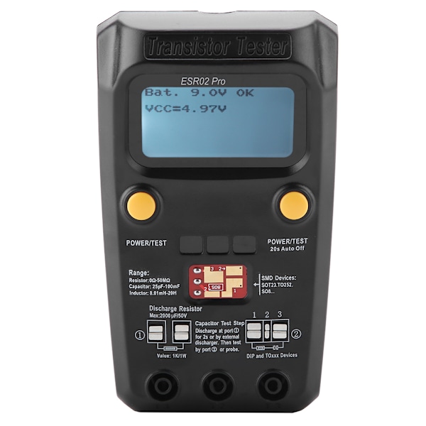 BSIDE ESR02 Pro Digital Transistor Testare SMD Chip Komponent Induktansmätare