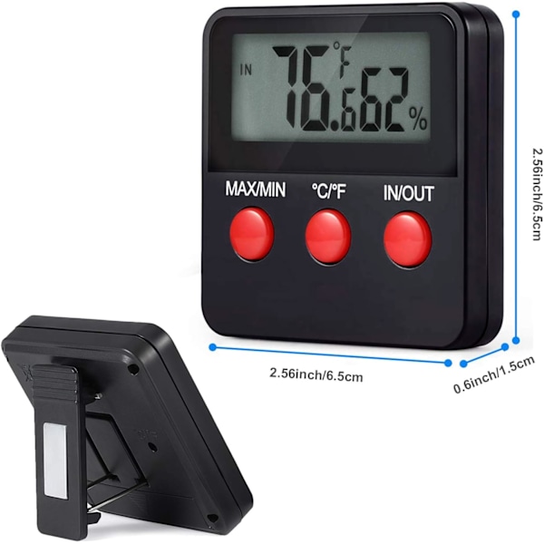 Reptiler Digital Termometer LCD Hygrometer Temperatur och Fuktighetsmätare för Terrarium Husdjur Inkubator, Tank