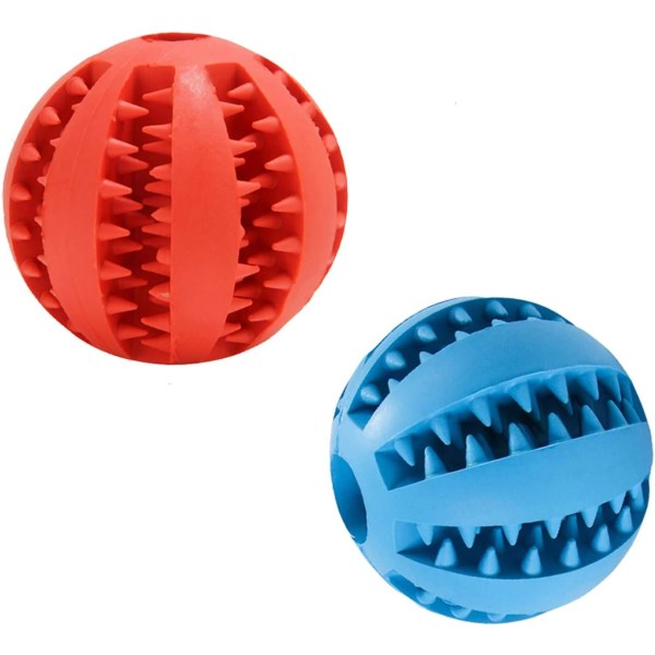 Hundleksaksboll, 2 giftfria gummigodisbollar, hundboll för rengöring av tänder och valpspel, bollspel för små och medelstora hundar och katter
