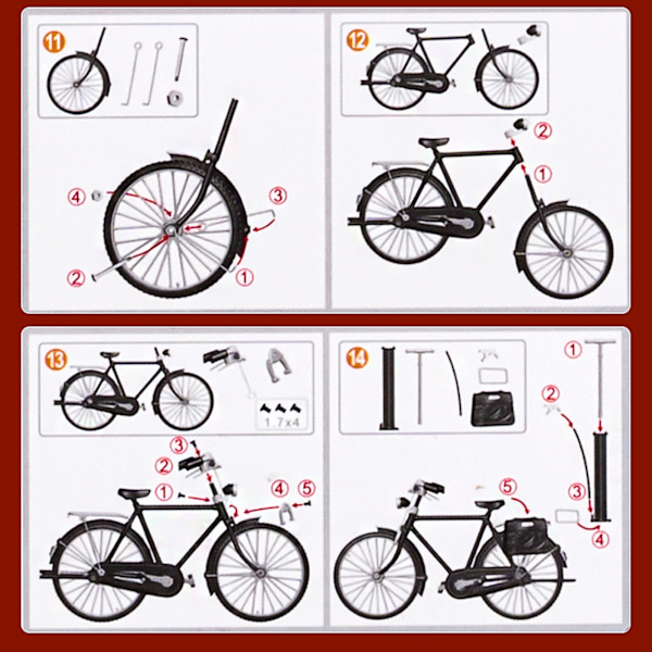 Simulering 1:8 Monterbar 28-ekrad cykelmodell i legering, klassisk retro roterande barnleksaksornament