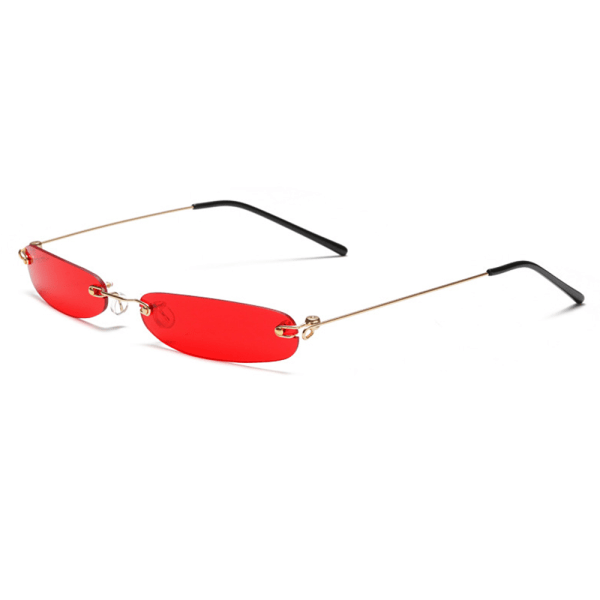 Smala, båglösa rektangulära vintage slanka klara solglasögon