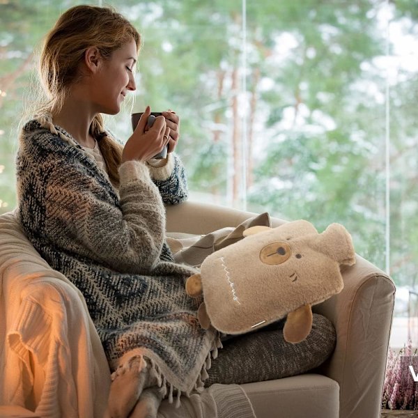 Söt Plyschöverdrag Varmvattenflaska För Vintervärme, Smärtlindring Mjukt Non-Woven Material Termoplastisk Pvc Vattenpåse, Lätt Att Använda Halkfri Läcksäker