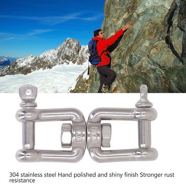 304 Rostfritt Stål Dubbelkäft Shackle Rostfri Universell Käftankare Anslutningskontakt för Hårdvarulyftanslutning 10mm / 0,4in
