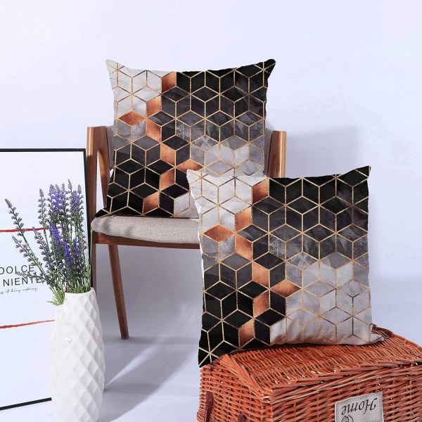 Set om 2, Heminredning Dekorativa Färgglada Geometriska Tryck Mysiga Mjuka Överkast Kuddfodral Kuddfodral Snäckor för Soffa Säng Soffa Gård Manuell 18x18