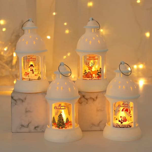 2-delt sæt Halloween og jul LED-lys, dekorative bordlamper, natlys, julepynt style 2